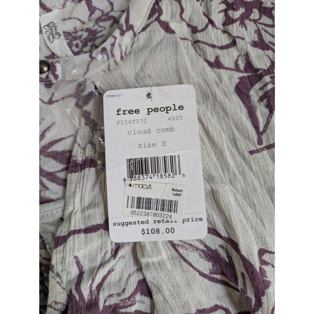 Free People Women’s NWT Purple Floral Tunic Size Small - Picture 8 of 8